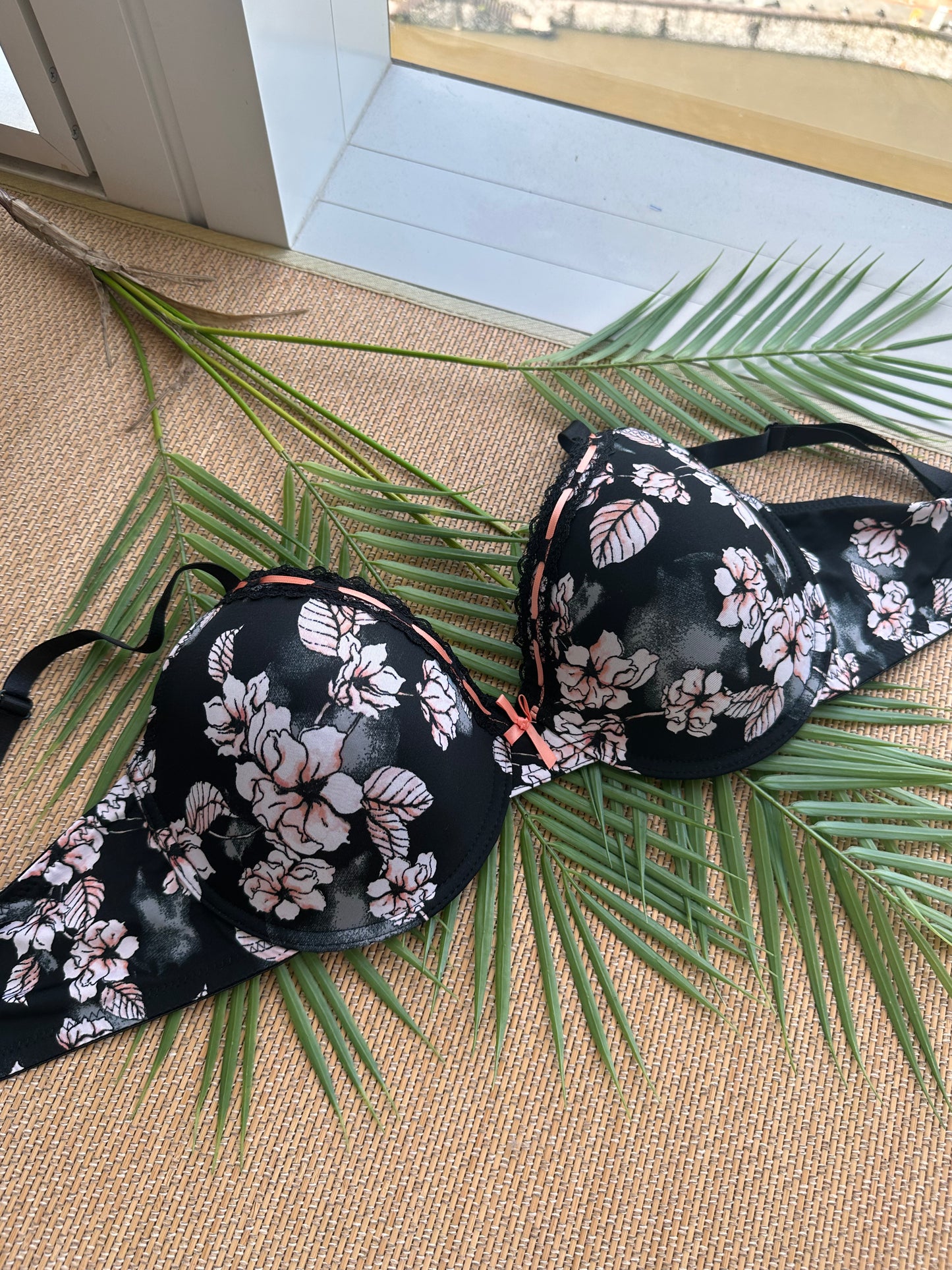 JB Black Floral Seamless Tshirt Plus Size Bra