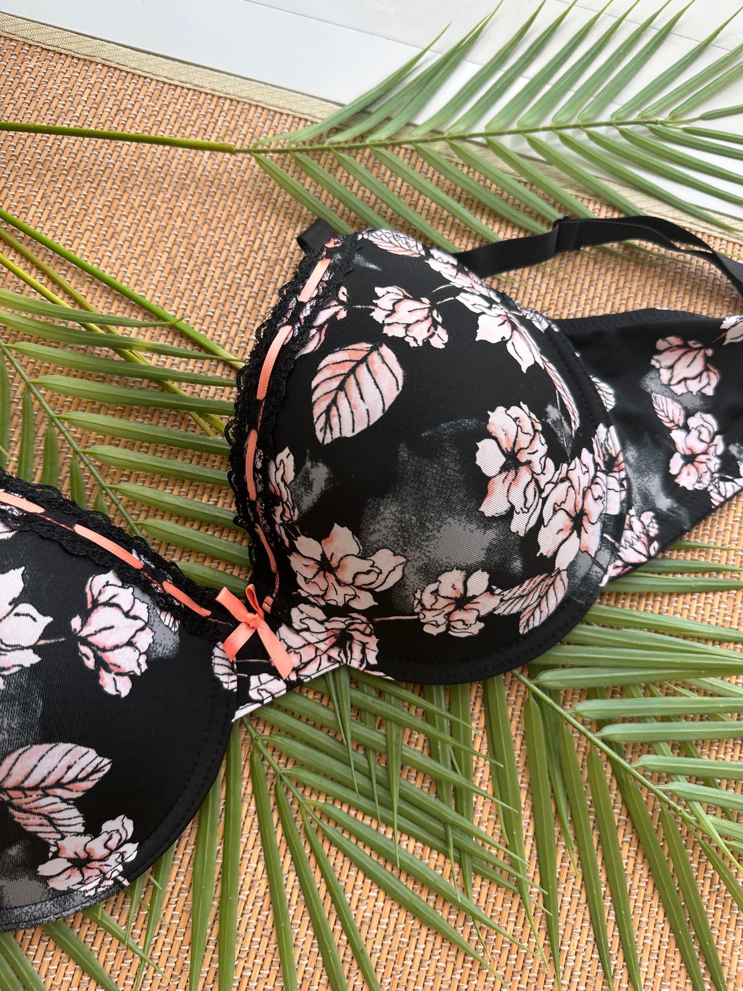 JB Black Floral Seamless Tshirt Plus Size Bra