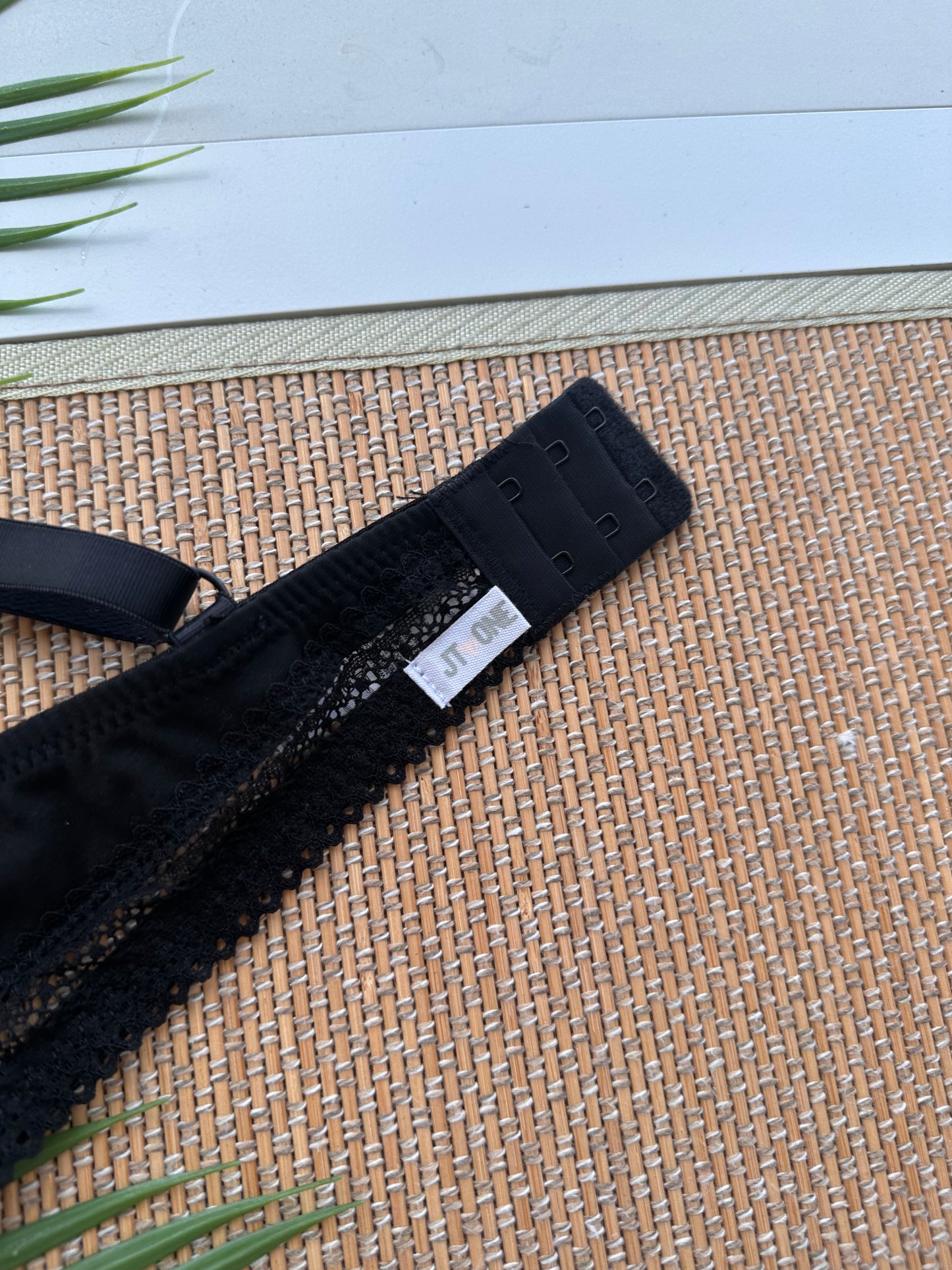 Cotton Black Lace Trim Tshirt Plus Size Bra