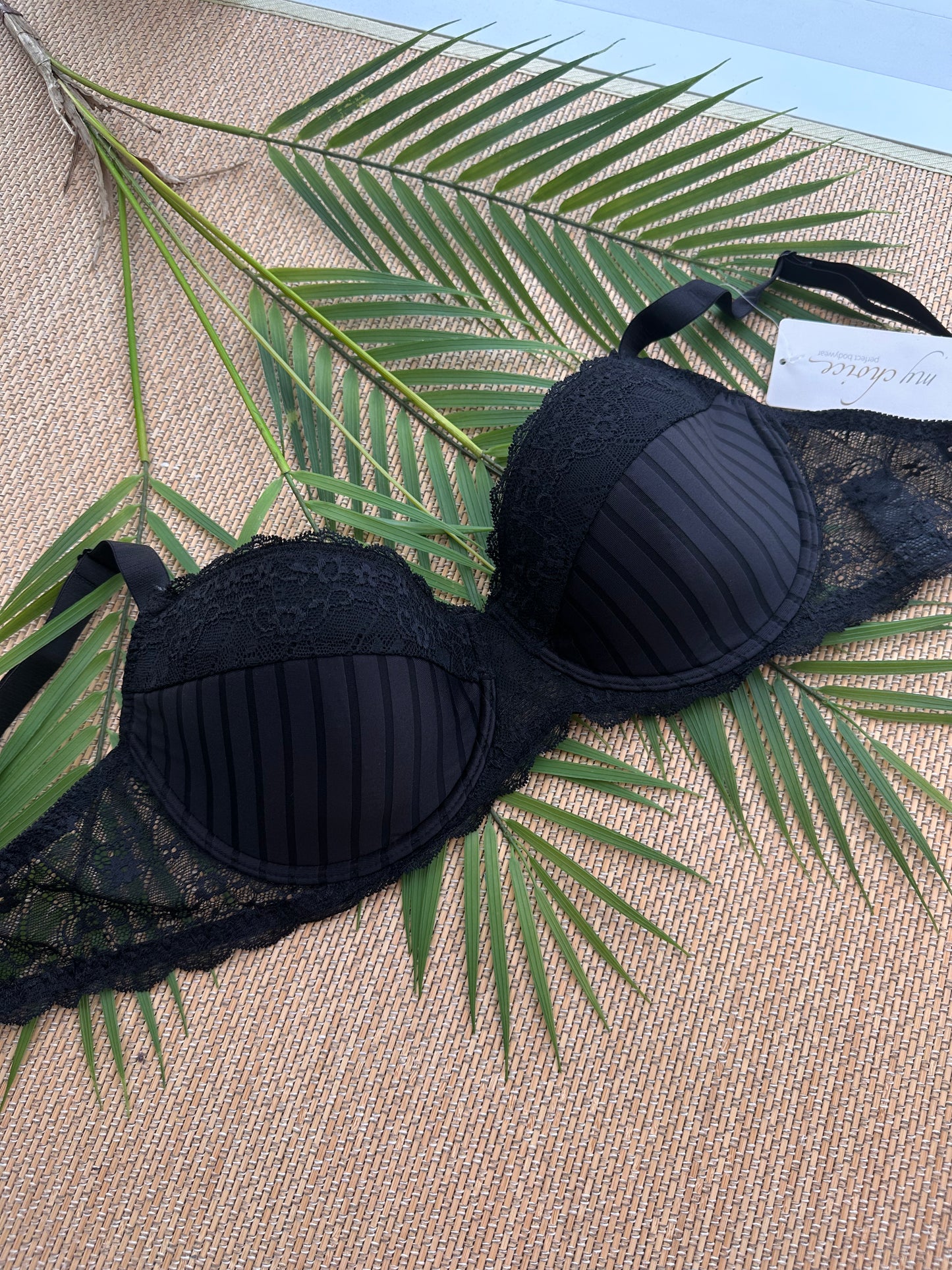MC Black Lace Trim Balconette Plus Size Bra