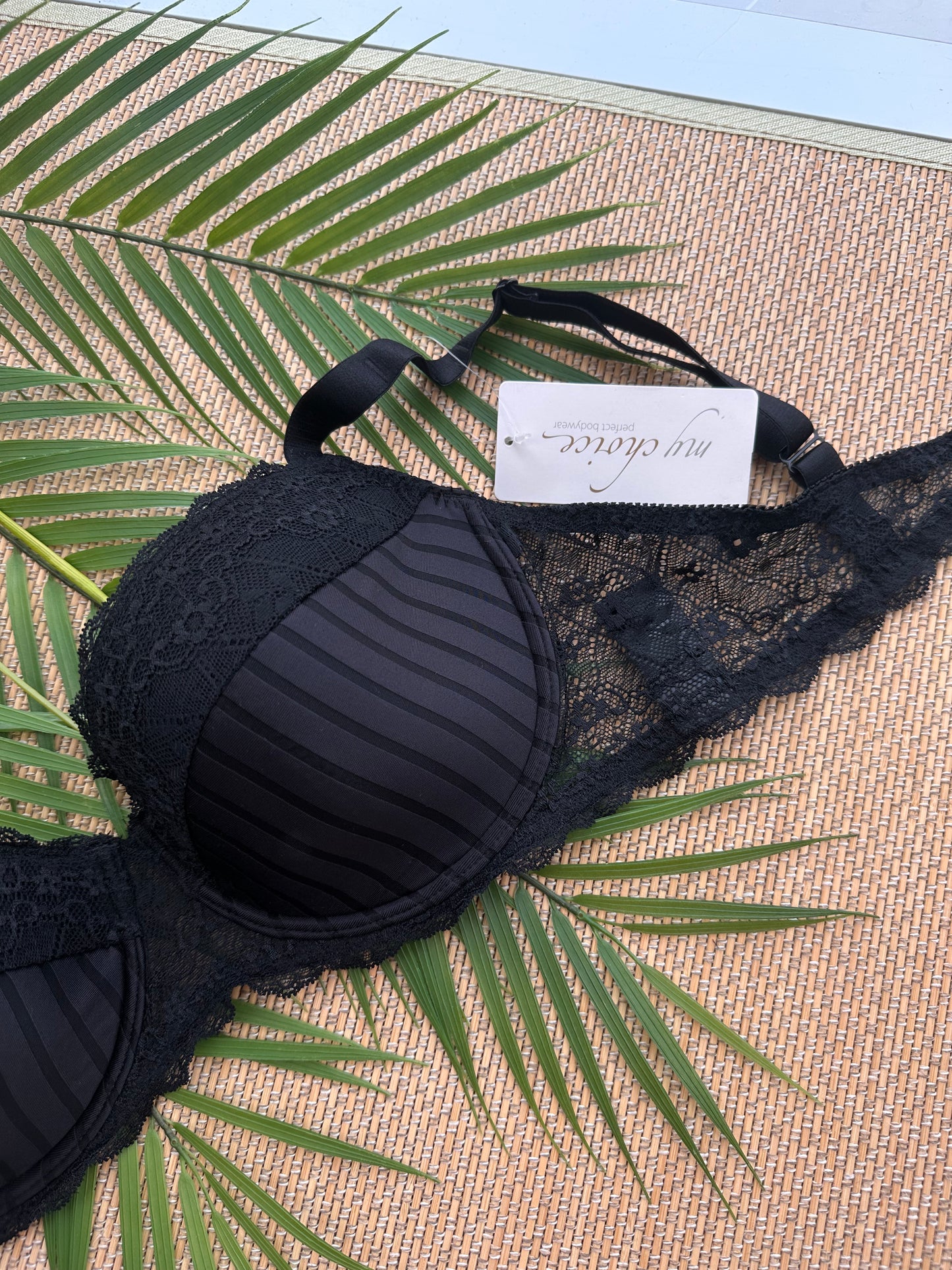 MC Black Lace Trim Balconette Plus Size Bra