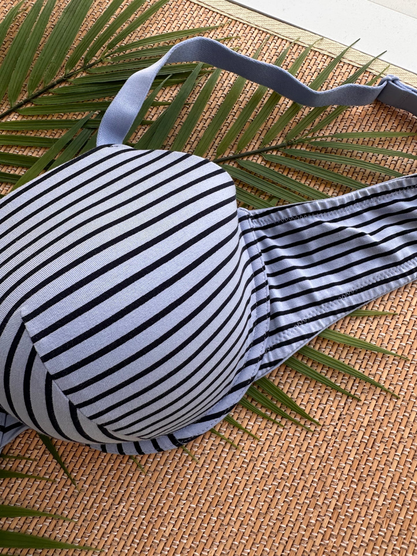 MS Striped Blue Cotton Tshirt Plus Size Bra