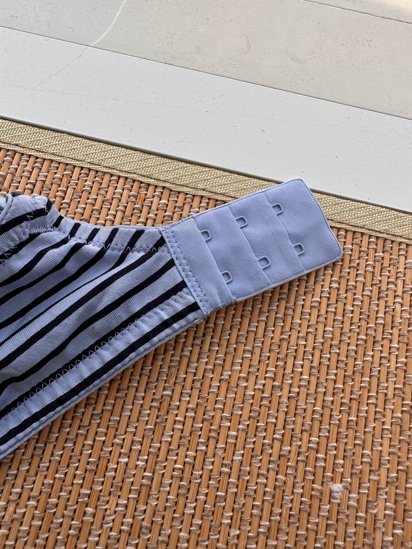 MS Striped Blue Cotton Tshirt Plus Size Bra