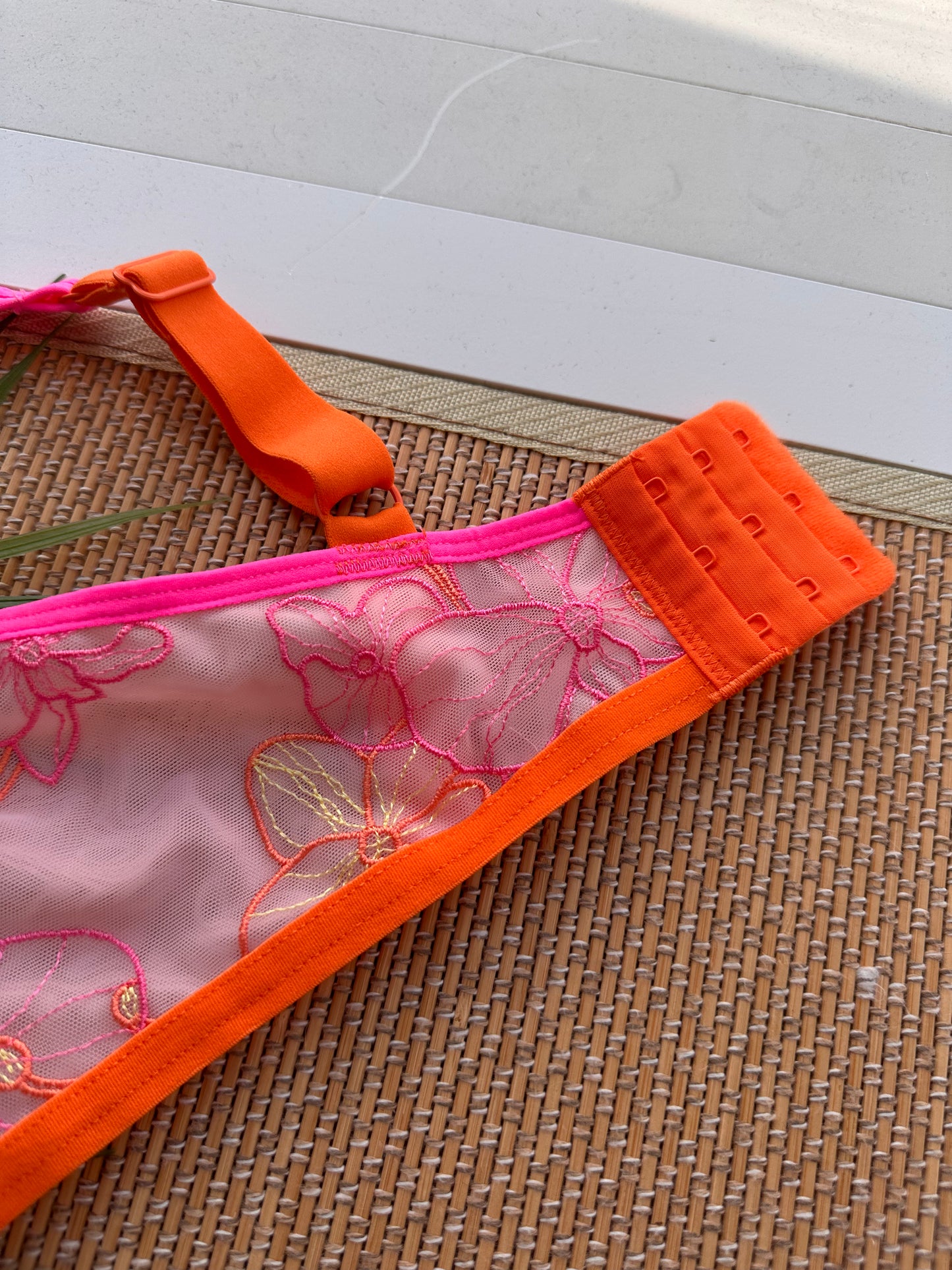GE Pink Orange Lace Soft Cup Plus Size Bra