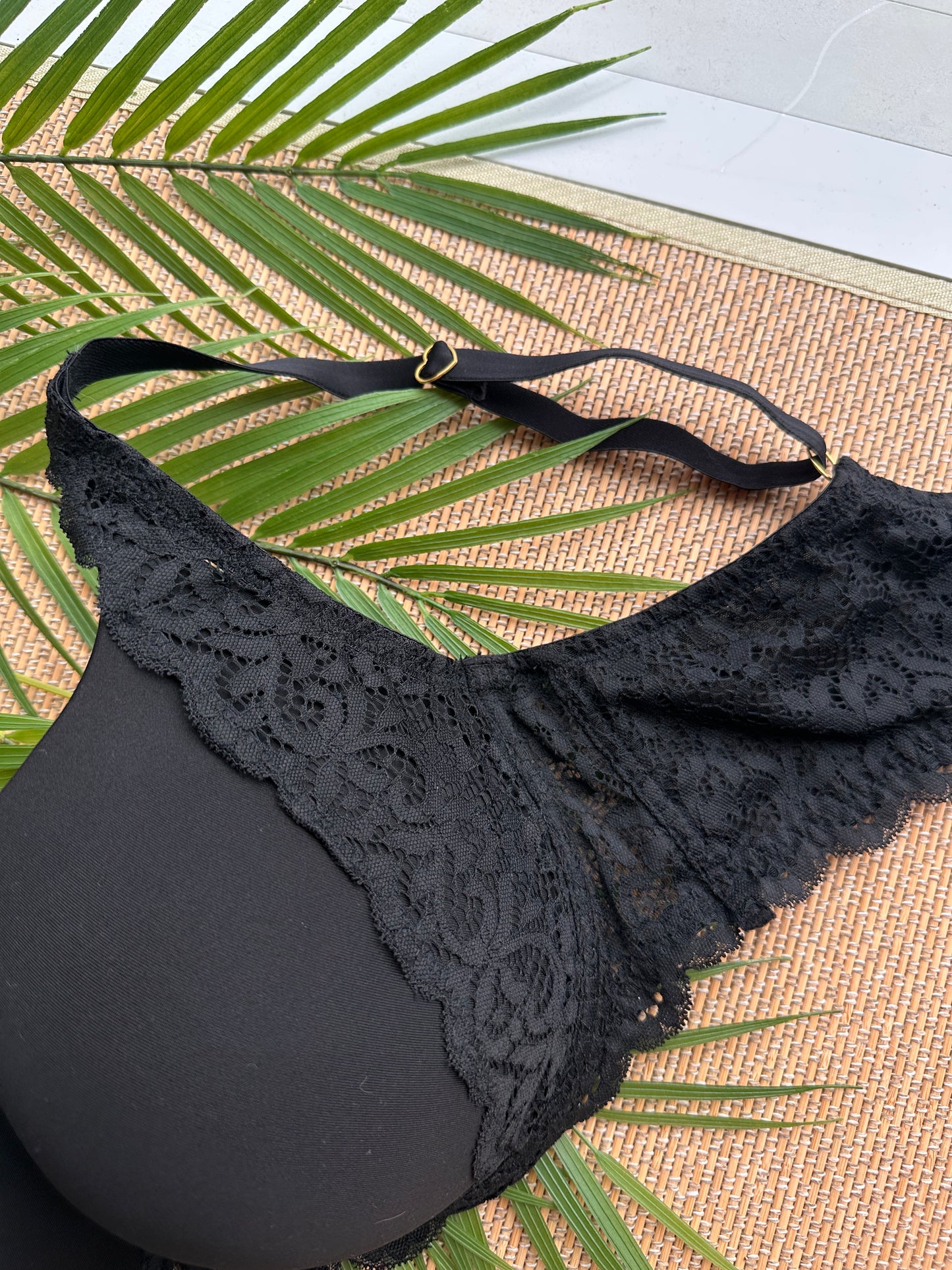 RG Black Lace Trim Balconette Plus Size Bra