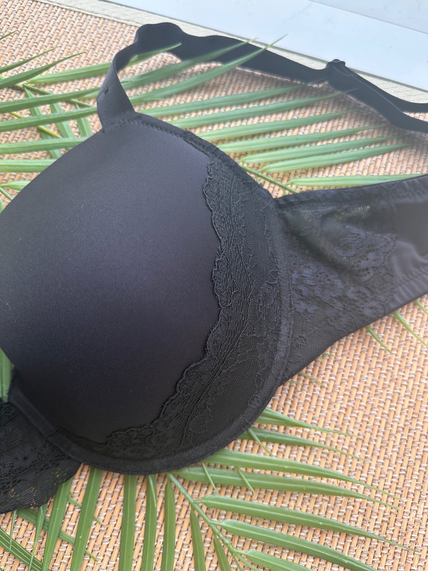 Black Lace Trim Tshirt Plus Size Bra