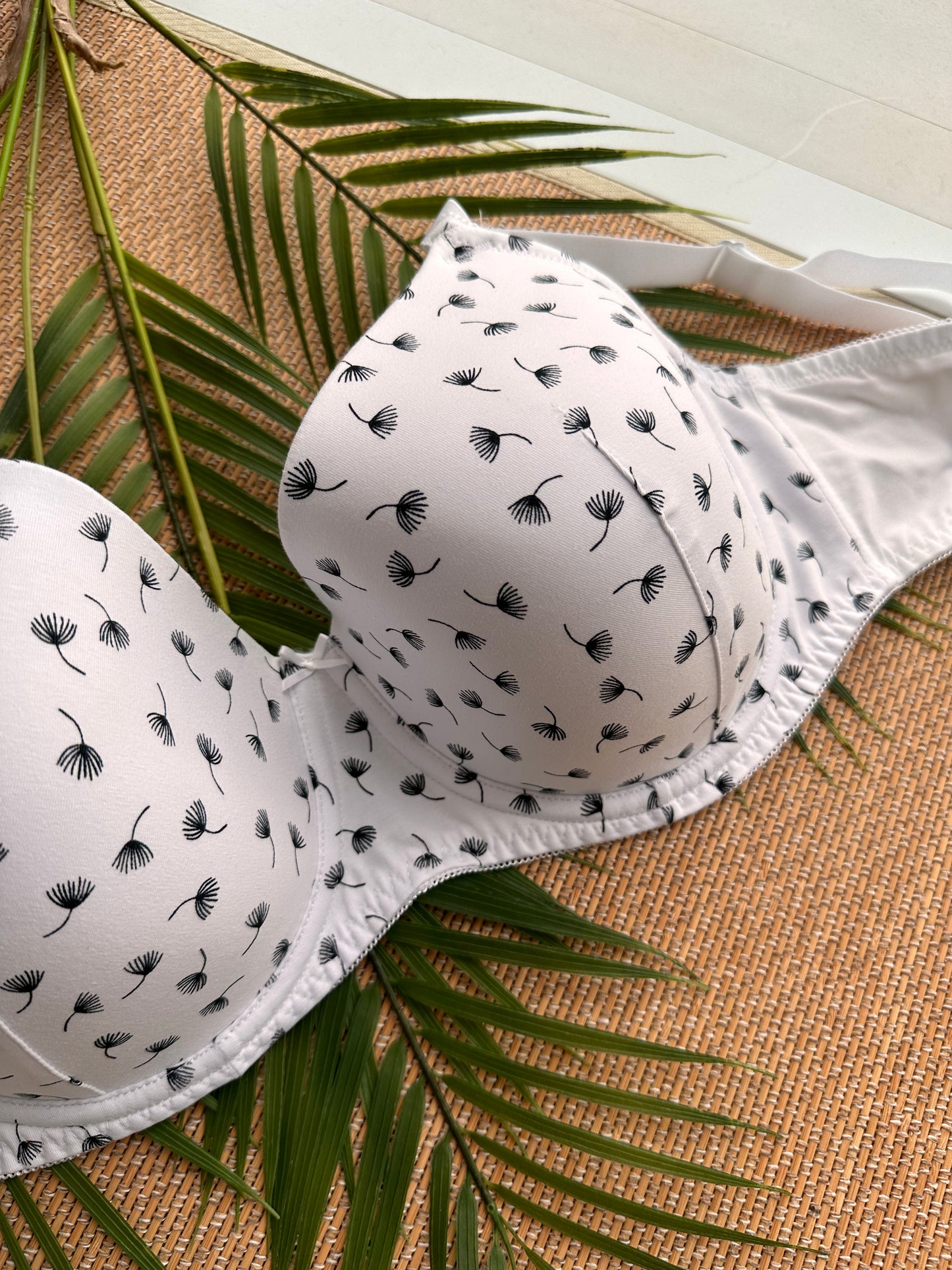 GE Black White Floral 100% Cotton Tshirt Plus Size Bra