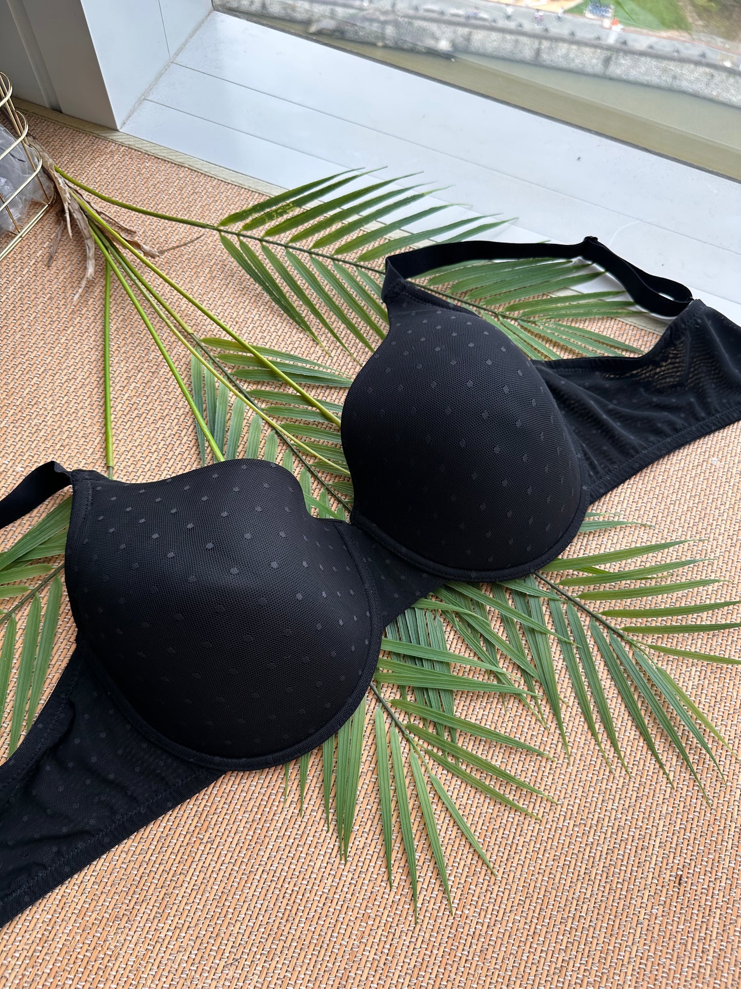AK Black Polka Lace Tshirt Plus Size Bra