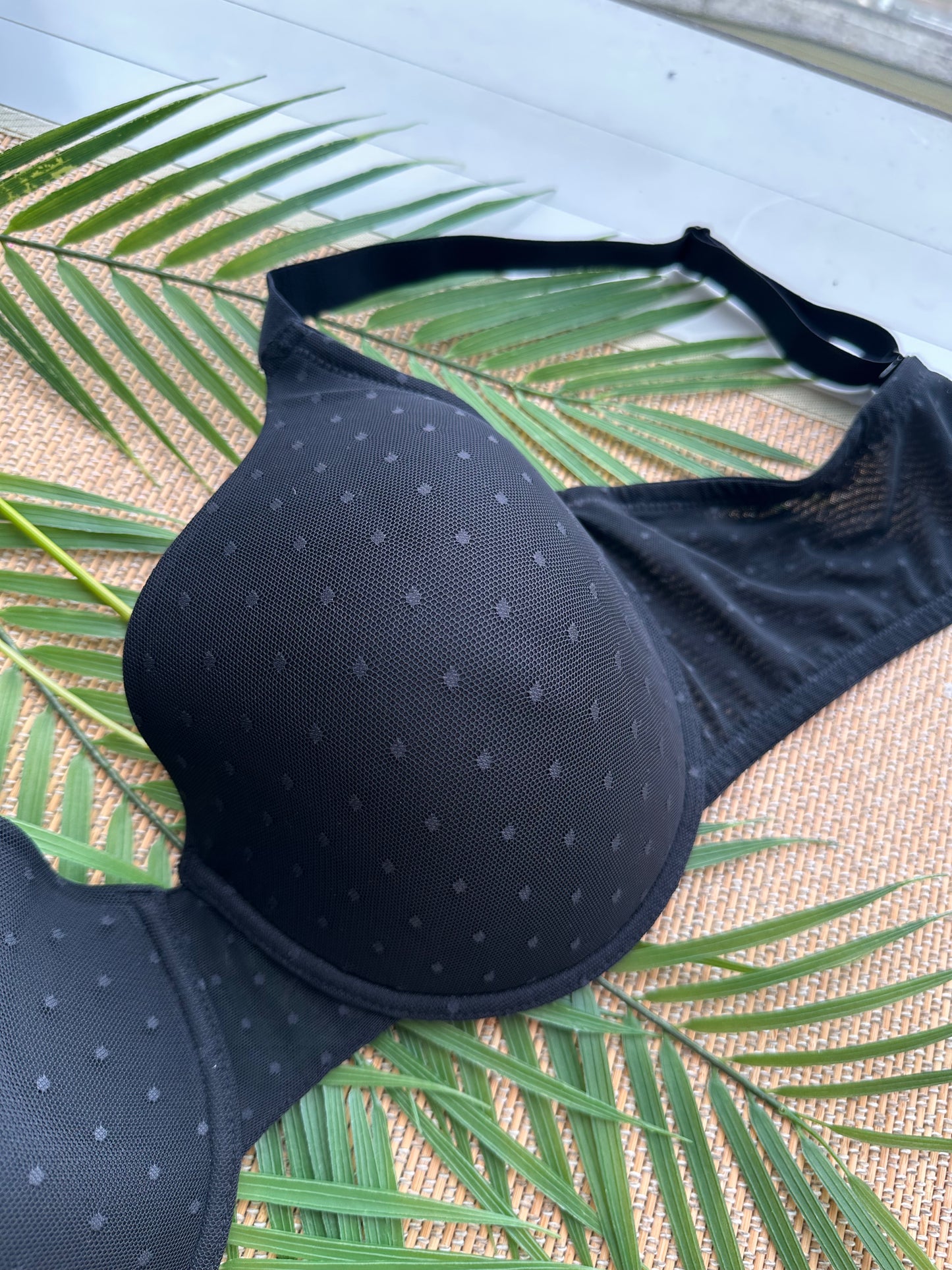 AK Black Polka Lace Tshirt Plus Size Bra
