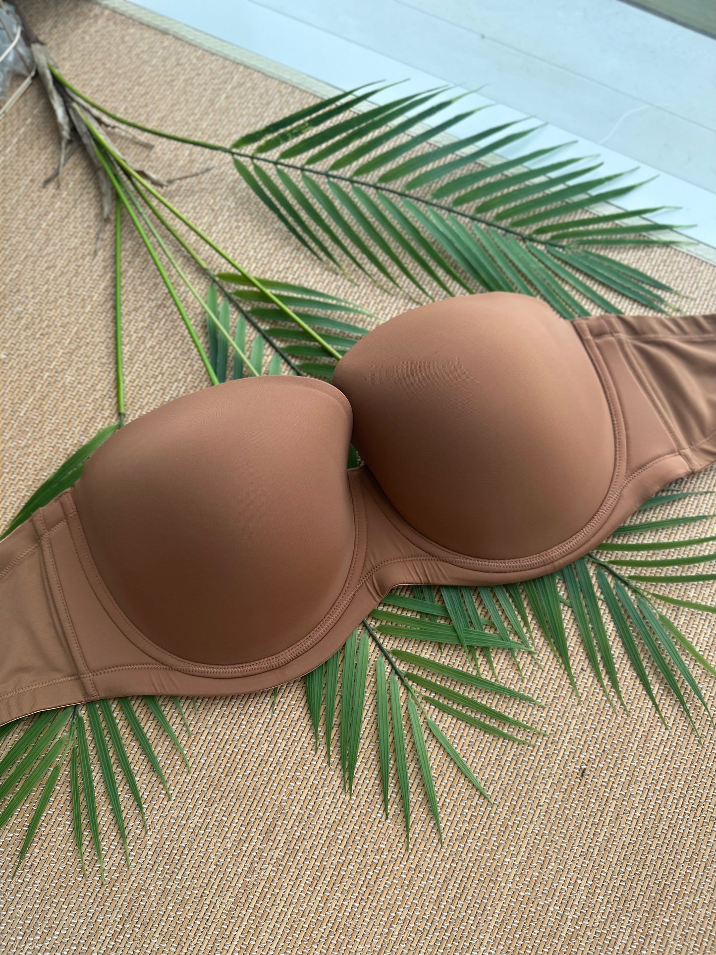 Seamless Full Grip Brown Strapless Convertible Plus Size Bra