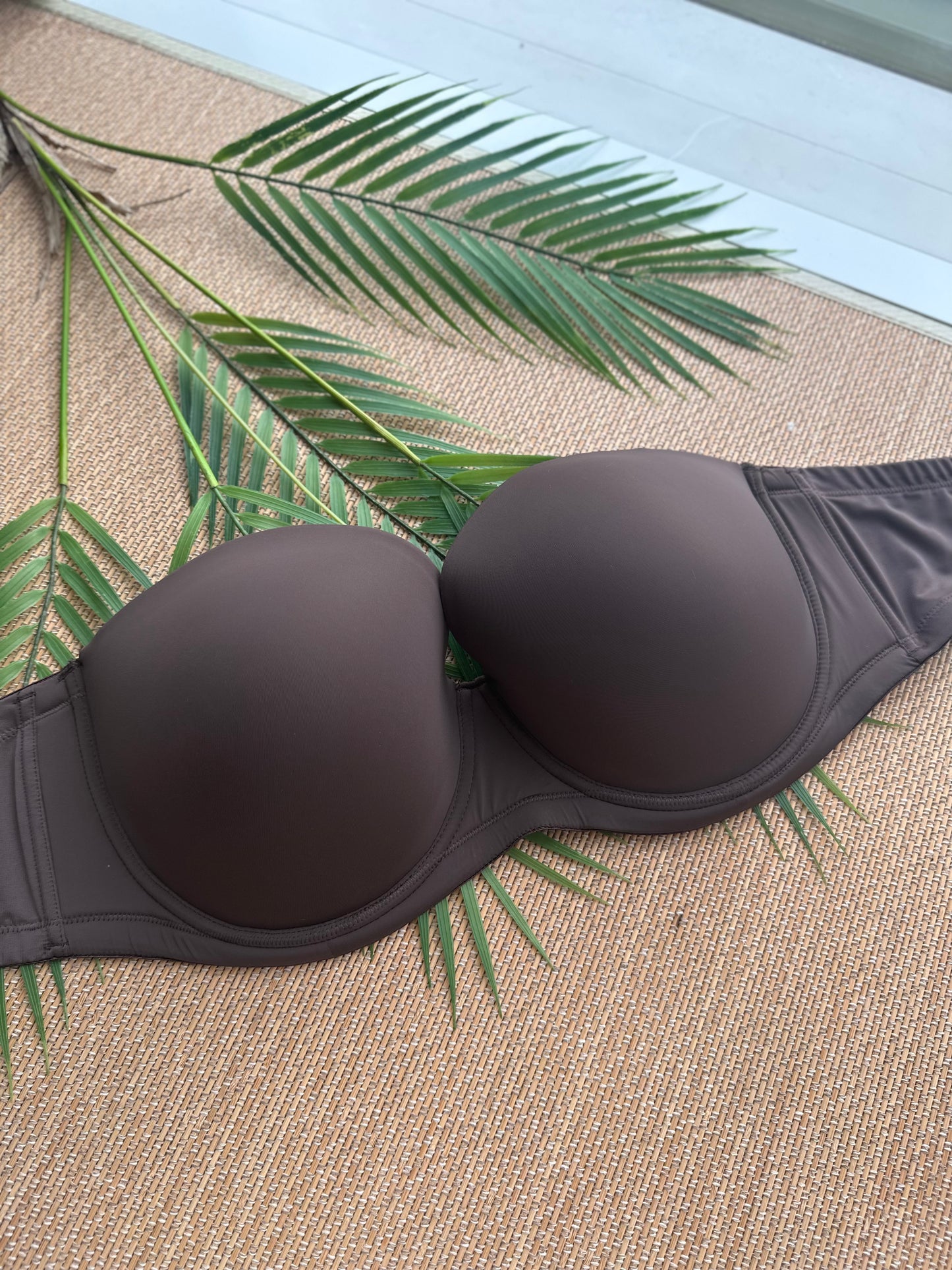 Seamless Full Grip Dark Brown Strapless Convertible Plus Size Bra