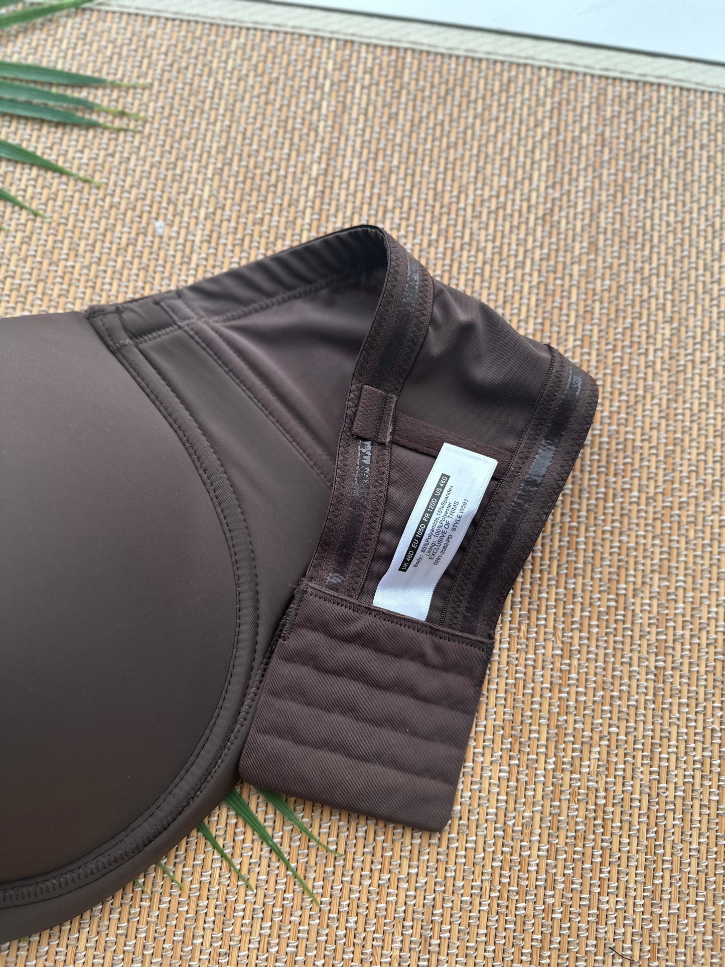 Seamless Full Grip Dark Brown Strapless Convertible Plus Size Bra