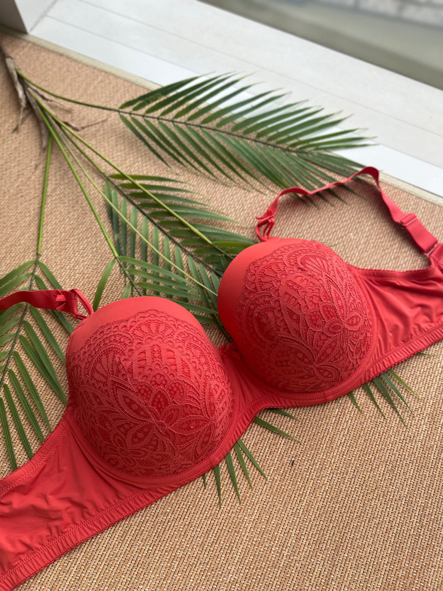 Coral Lace Tshirt Plus Size Bras