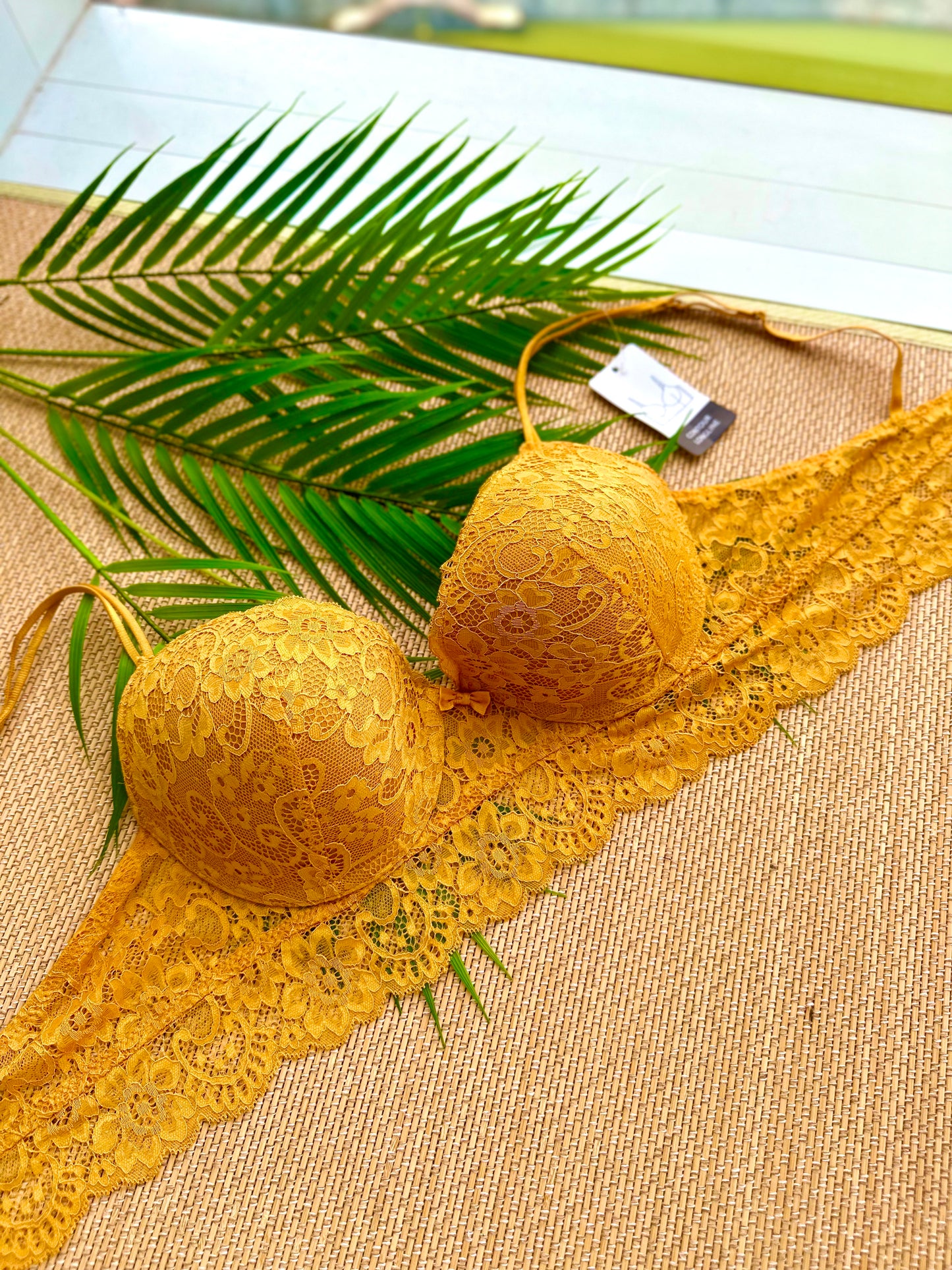 Mustard Lace Longline Bra