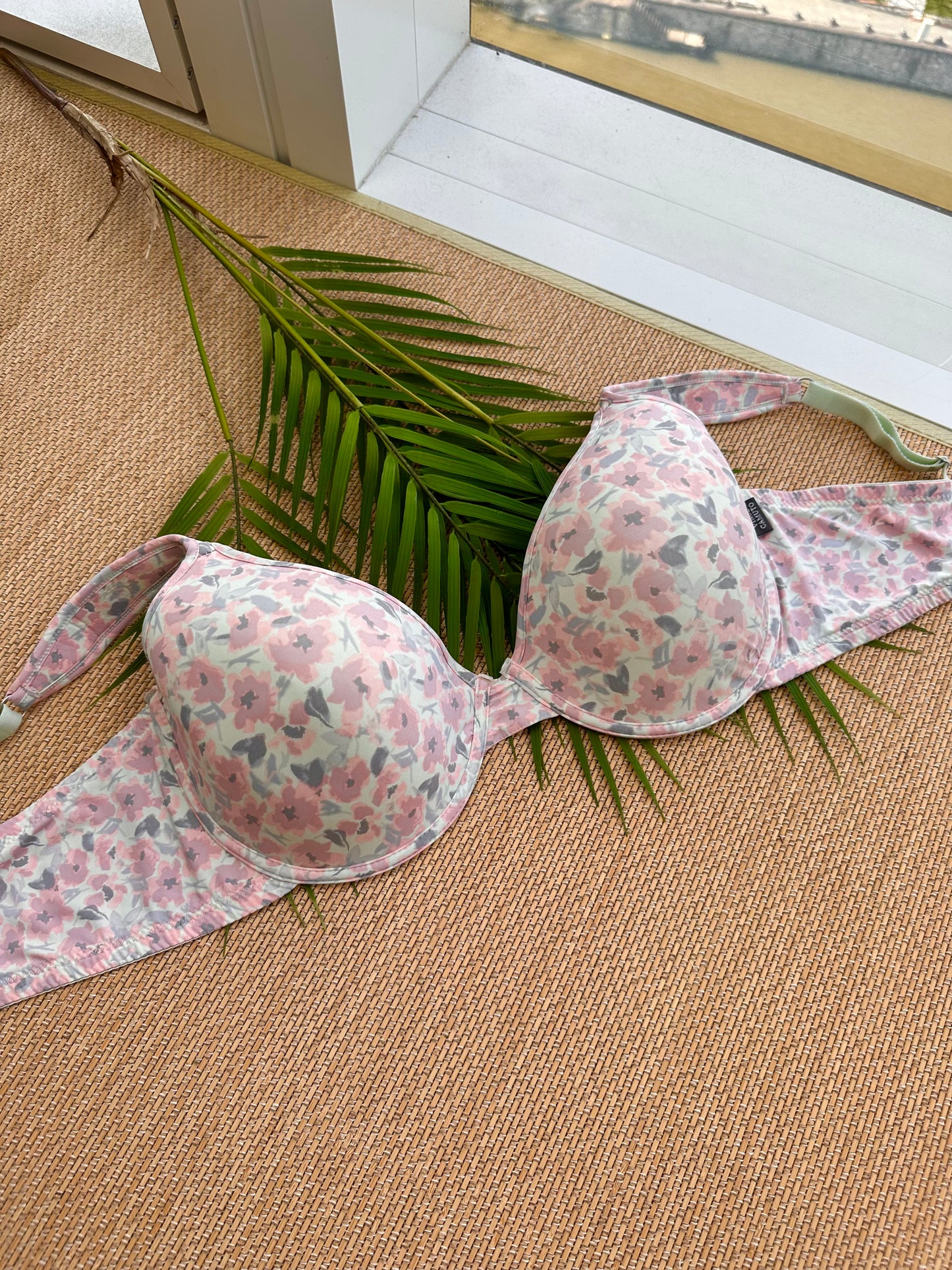 JS Mint Floral Tshirt Plus Size Bra