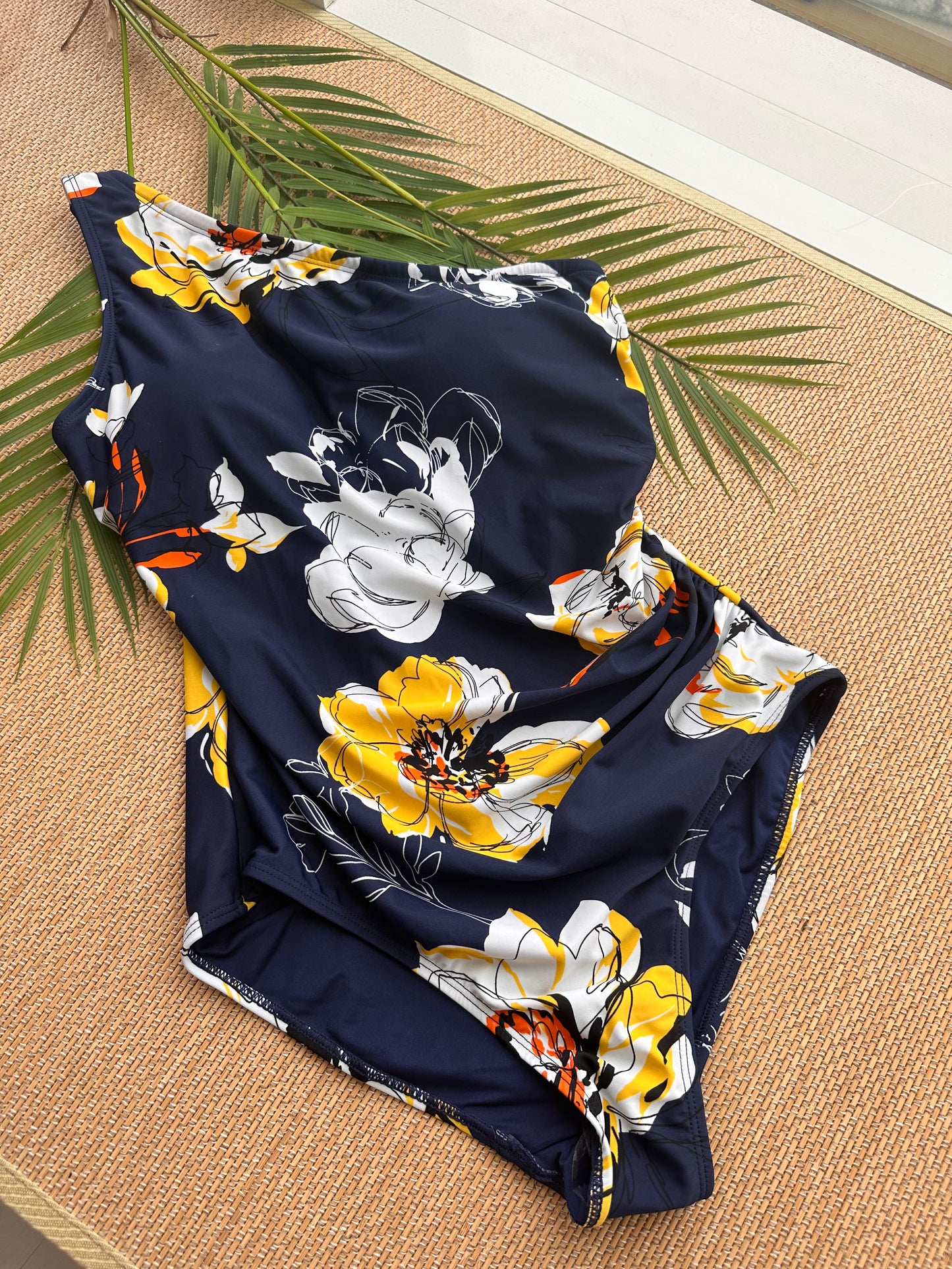 Blue Floral Toga Plus Size Swim Suit