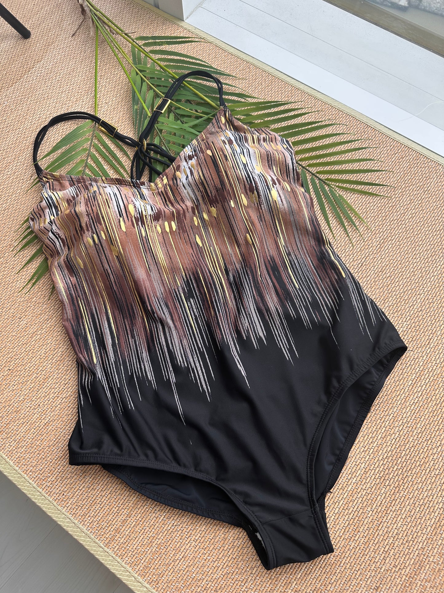 Black Gold Crossback Plus Size Swimsuit