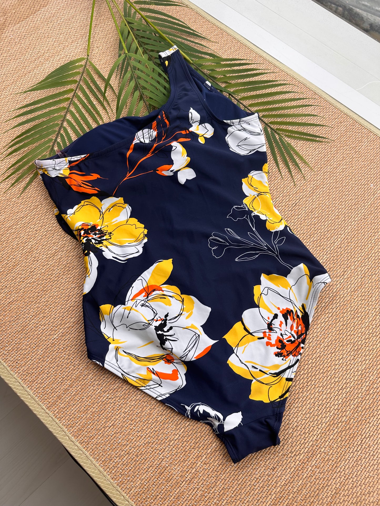 Blue Floral Toga Plus Size Swim Suit