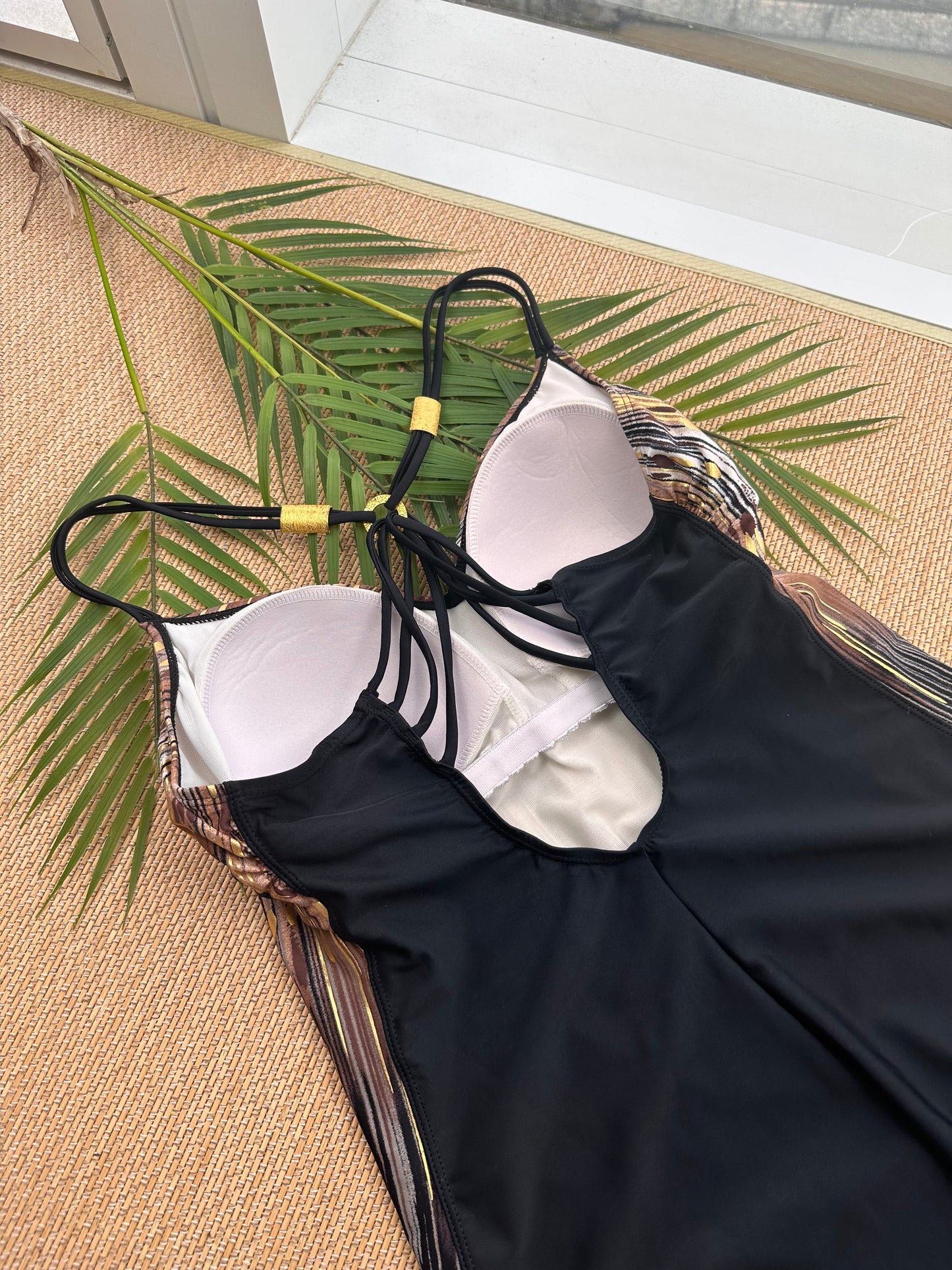 Black Gold Crossback Plus Size Swimsuit