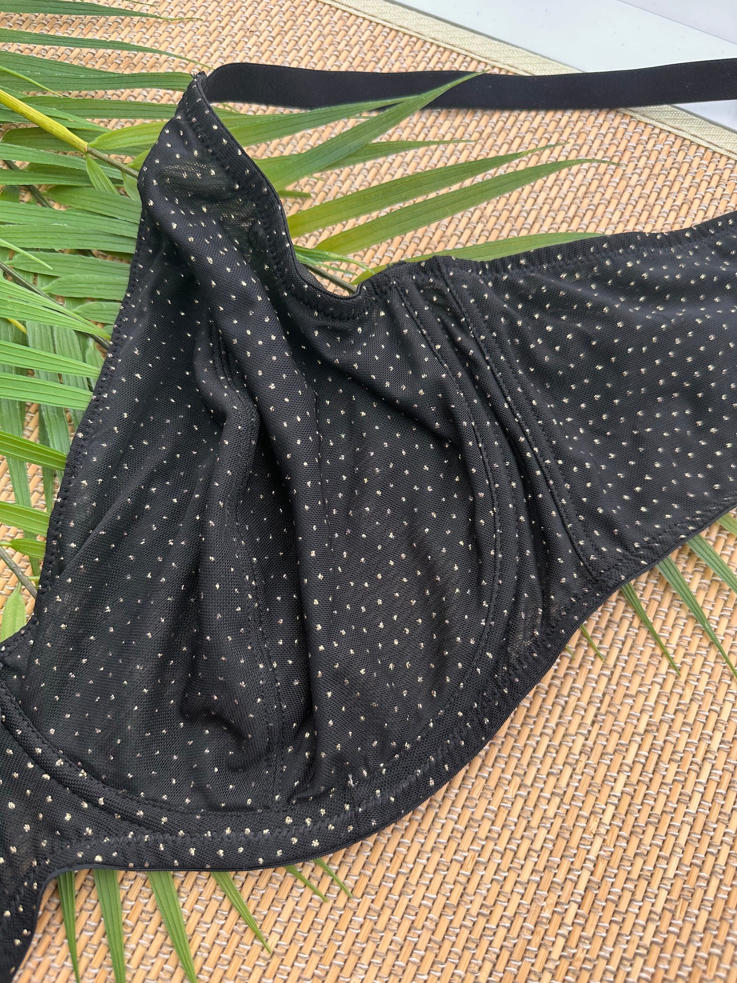 Black Mesh Glitter Soft Cup Plus Size Bra