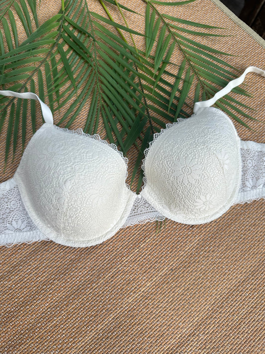 MG White Lace Plus Size Bra