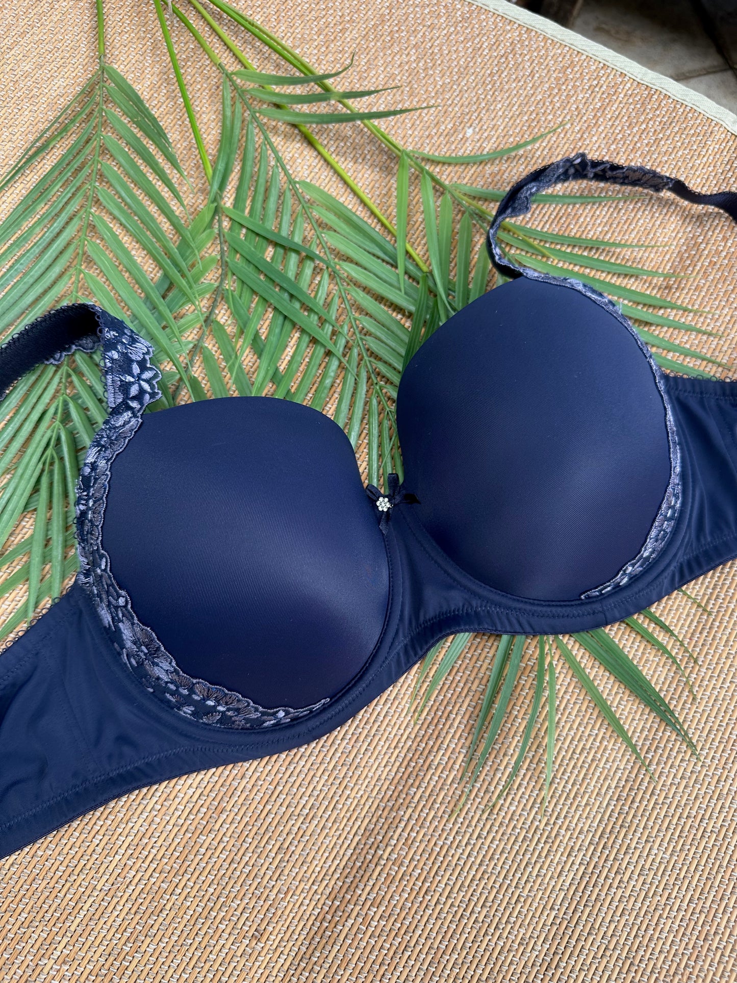 LS Dark Blue Lace Trim Bra Singapore