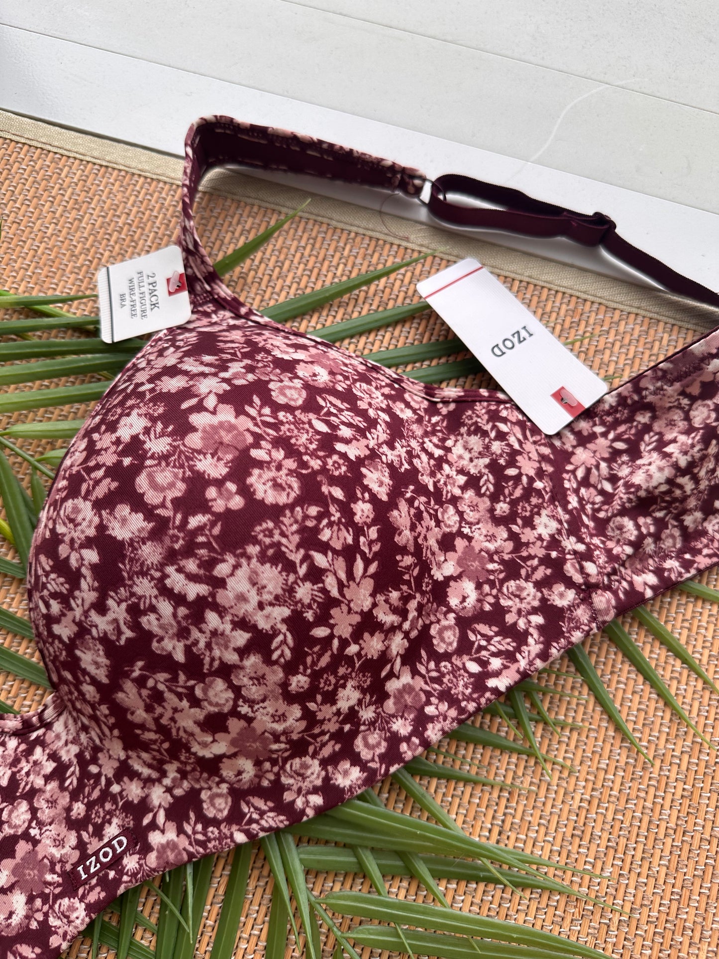 ID Maroon Floral Wireless Tshirt Plus Size Bra