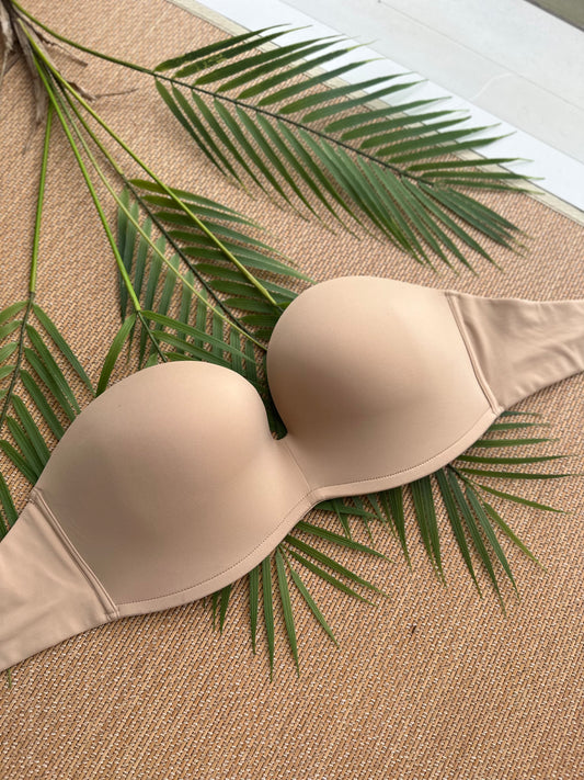 Seamless Nude Strapless Convertible Plus Size Bra