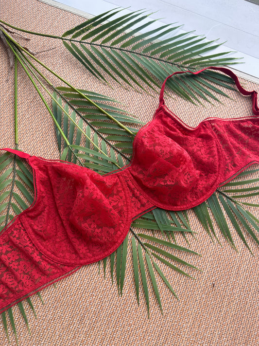 MF Red Lace Soft Cup Plus Size Bra