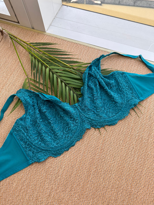 Turquoise Lace Soft Cup Plus Size Bra
