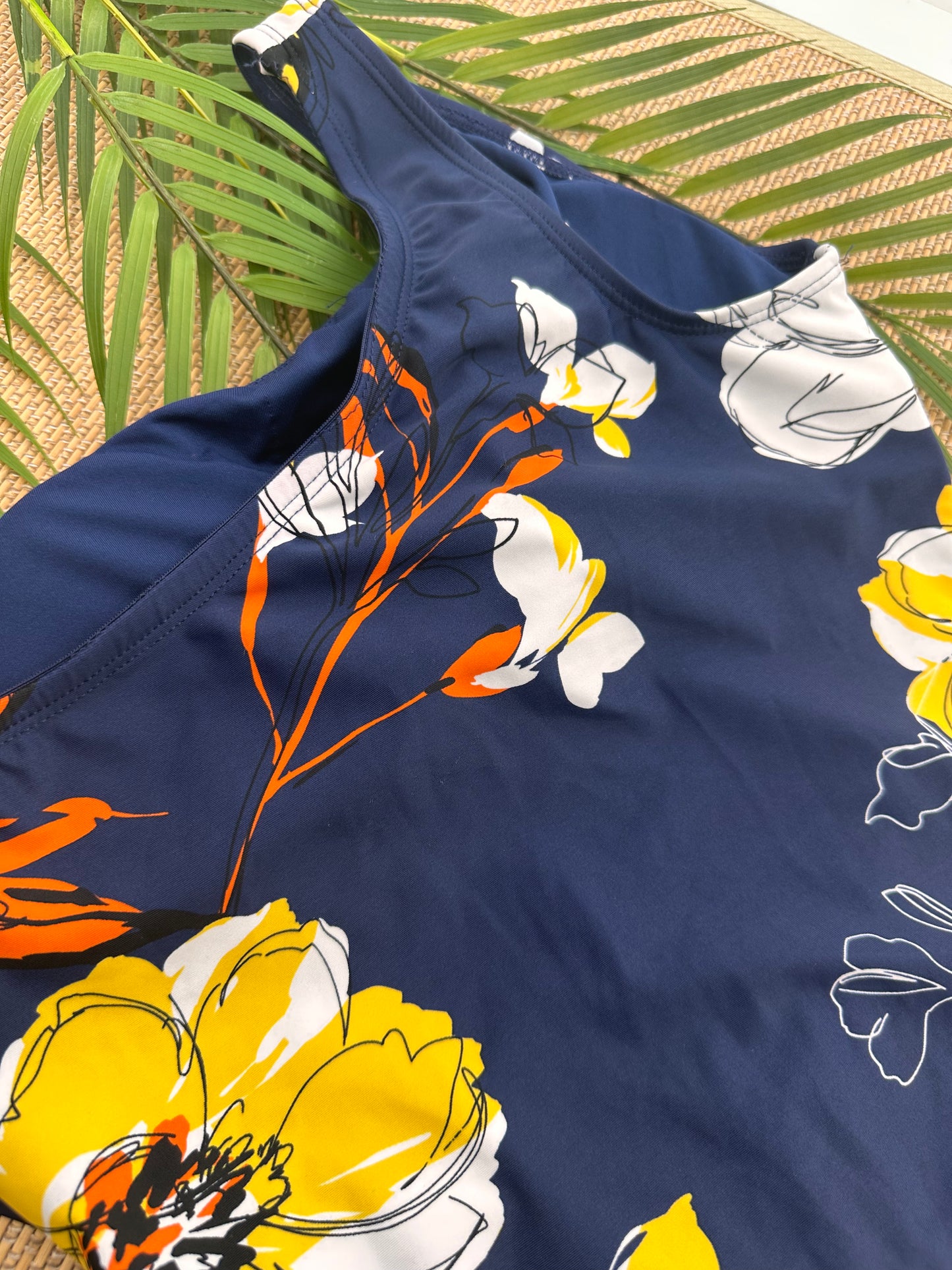 Blue Floral Toga Plus Size Swim Suit